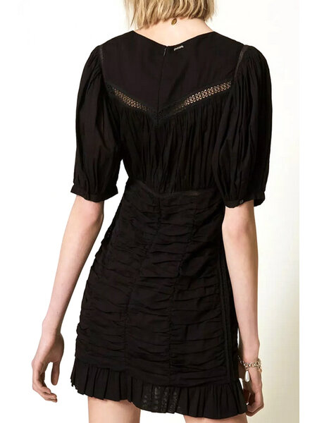TWINSET Twinset korte jurk met plooien ZWART
