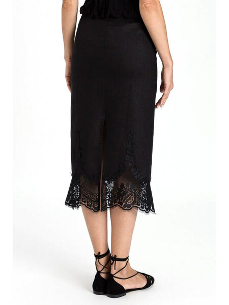 TWINSET Twinset rok linnen en kant ZWART