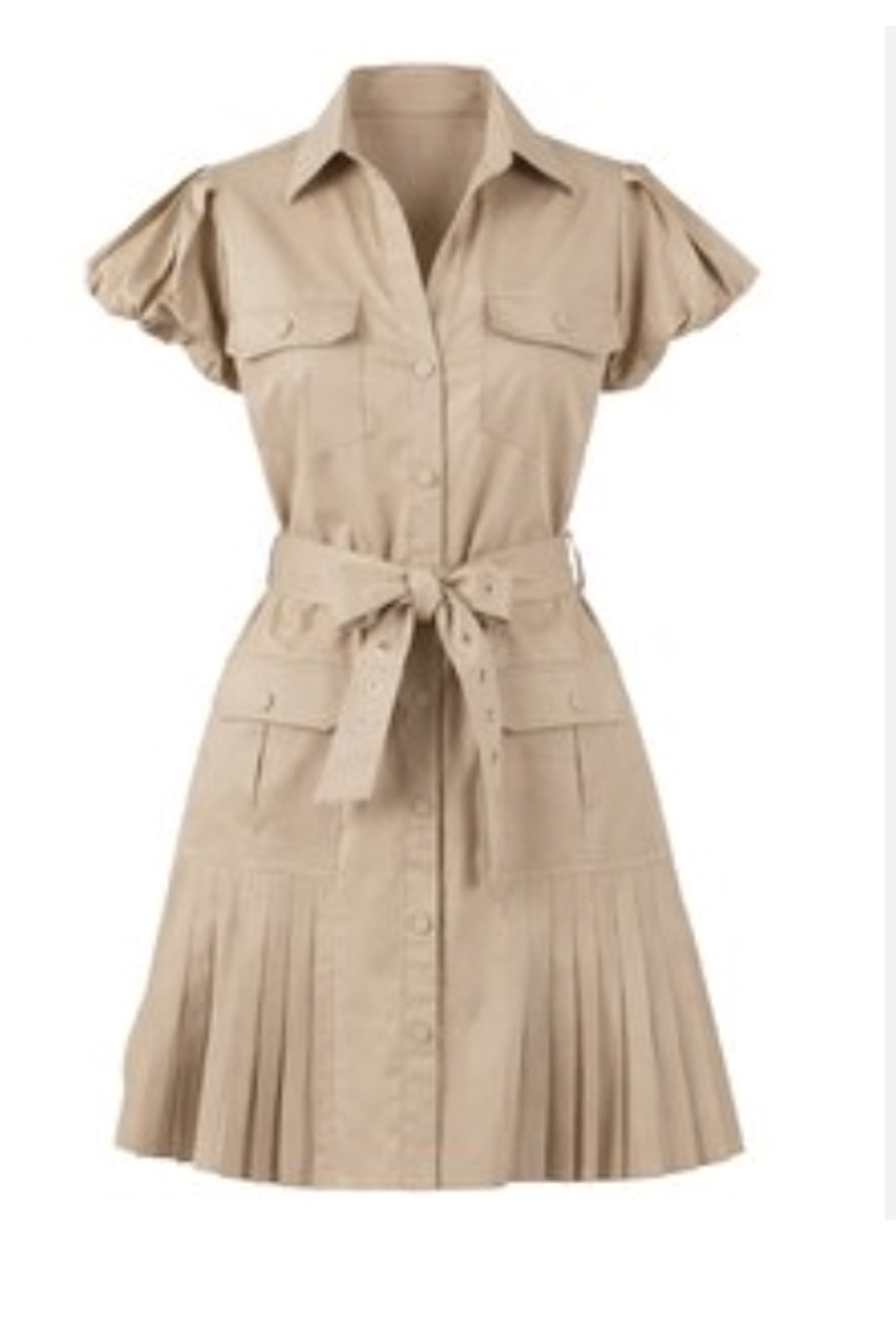 TWINSET Twinset dress with puff sleeves and belt BEIGE