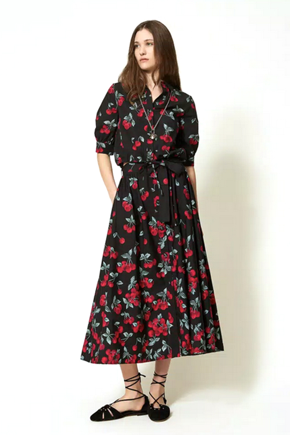 TWINSET Twinset skirt with cherries BLACK