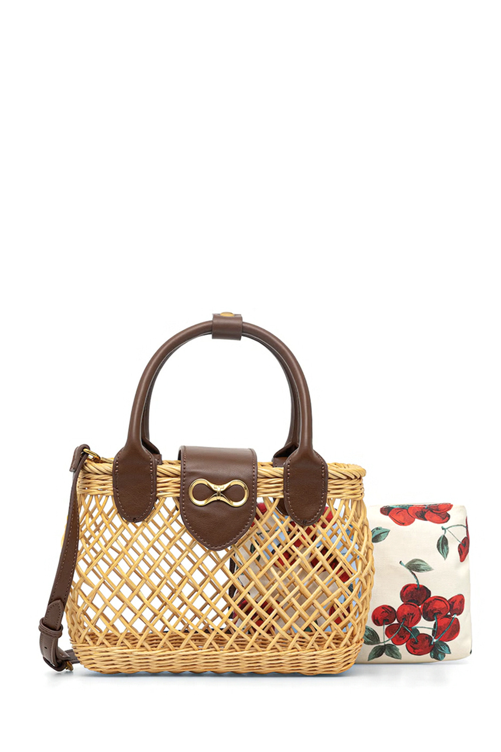 TWINSET Twinset wicker basket with logo on the front BEIGE / BROWN