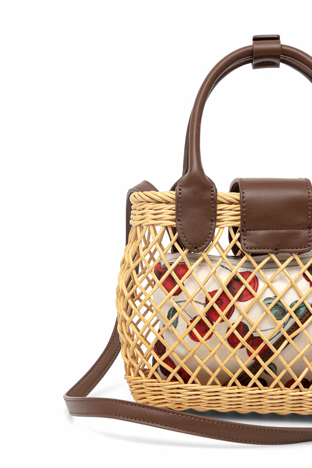 TWINSET Twinset wicker basket with logo on the front BEIGE / BROWN