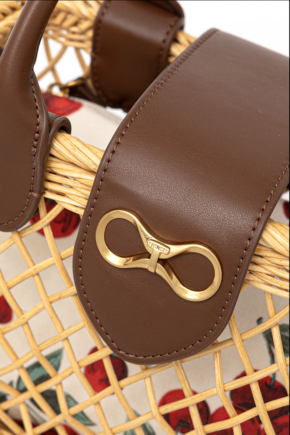 TWINSET Twinset wicker basket with logo on the front BEIGE / BROWN