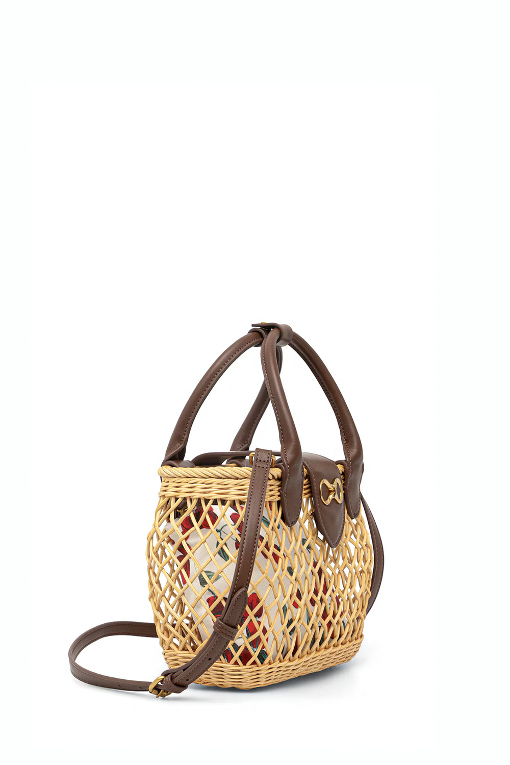 TWINSET Twinset wicker basket with logo on the front BEIGE / BROWN