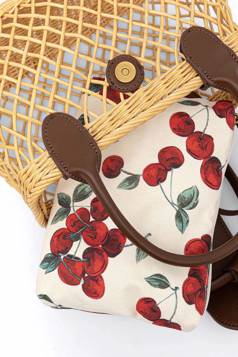 TWINSET Twinset wicker basket with logo on the front BEIGE / BROWN