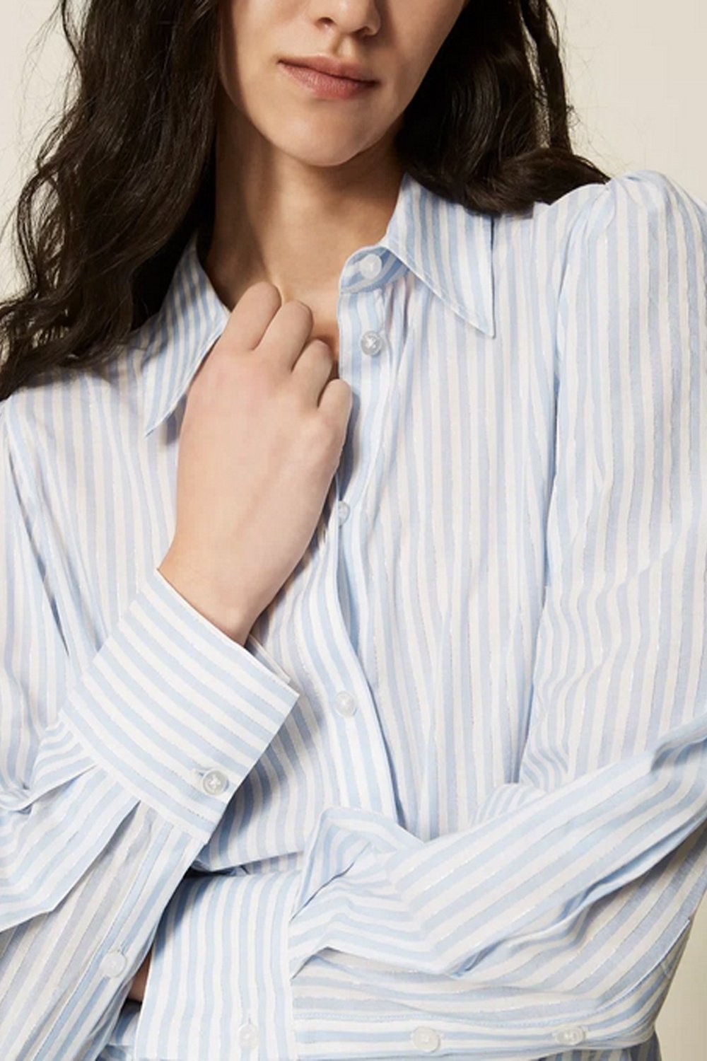 TWINSET Twinset blouse met strepen wit / BLAUW