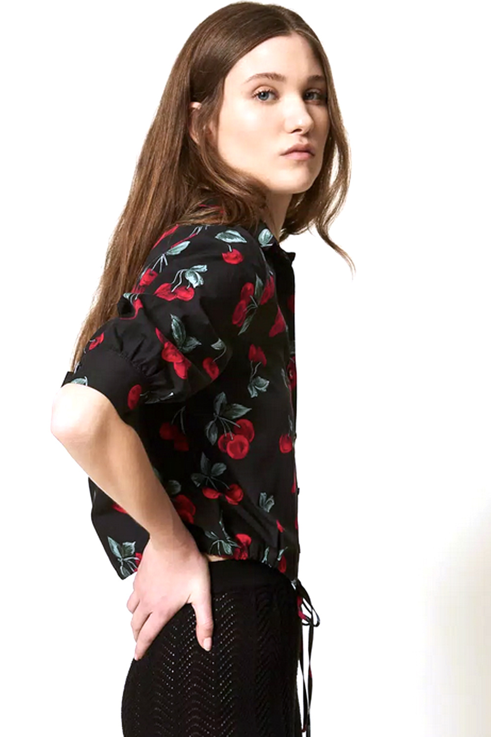 TWINSET Twinset blouse with cherry print BLACK