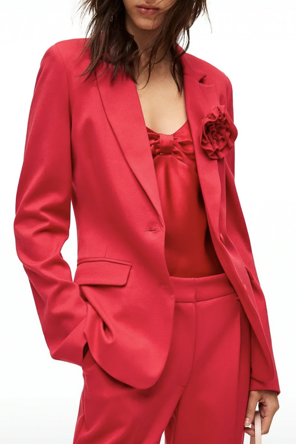 TWINSET Twinset basic colbert met een roos broche magenta ROZE / ROOD