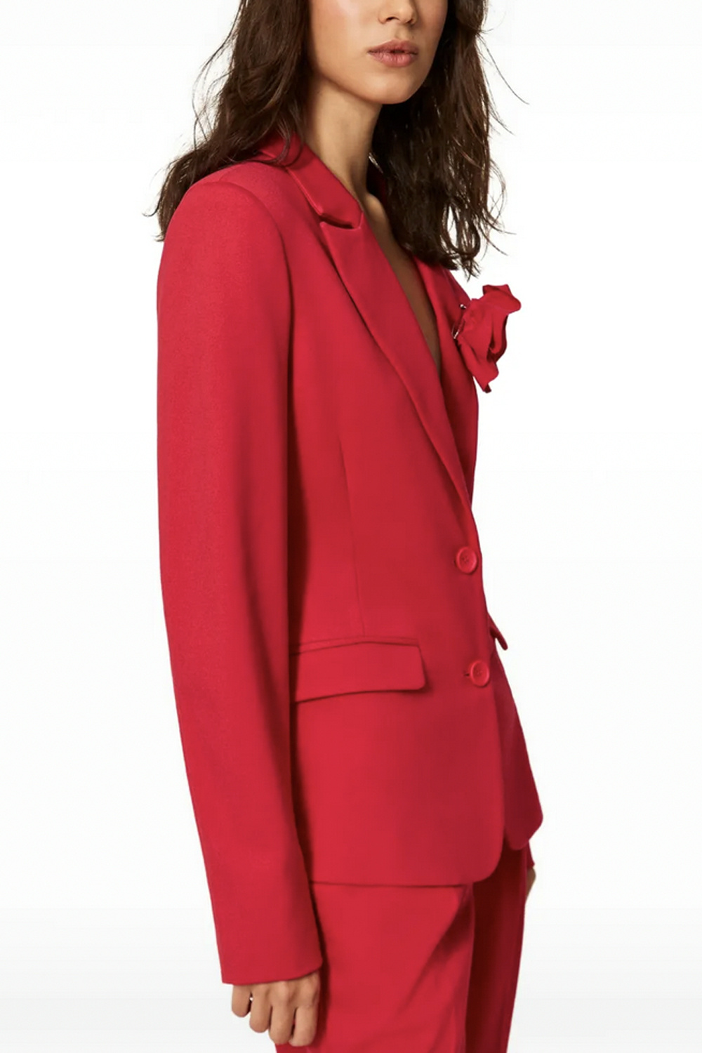 TWINSET Twinset basic colbert met een roos broche magenta ROZE / ROOD