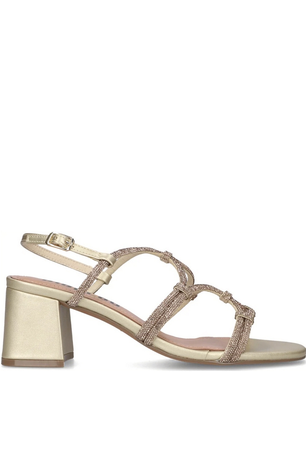 BIBI LOU Bibi Lou Quail sandaal met hak en steentjes GOUD