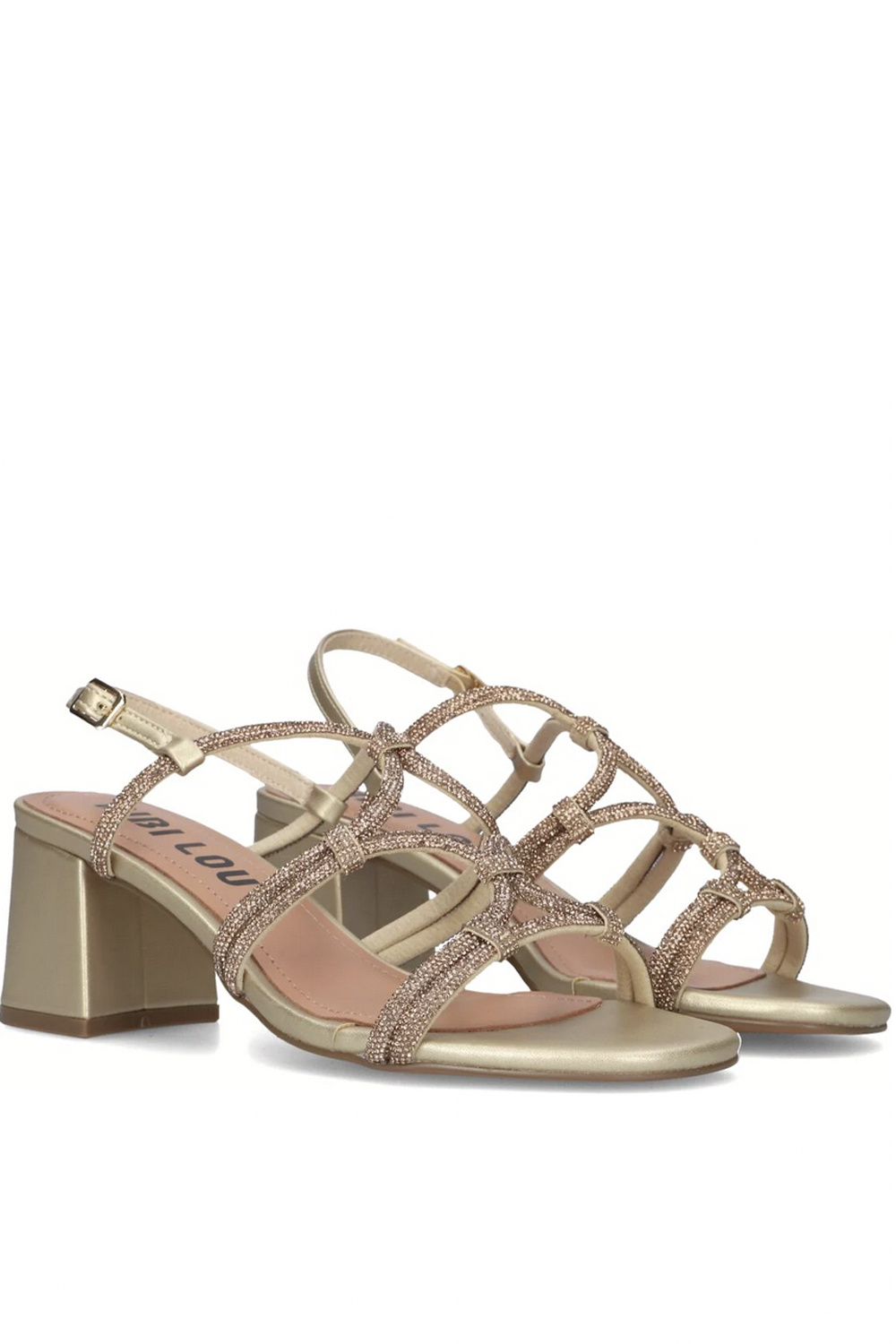 BIBI LOU Bibi Lou Quail sandaal met hak en steentjes GOUD