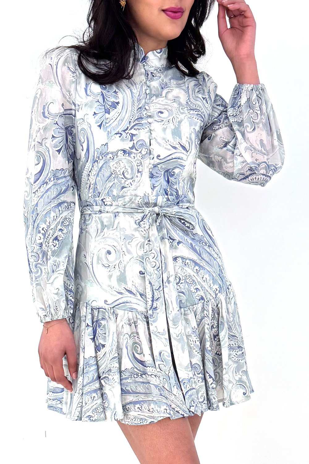 Dreamcatcher Dreamcatcher Natalie jurk met lange mouwen en print allover blue paisley / LICHT BLAUW