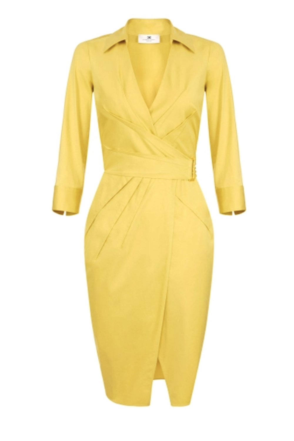 ELISABETTA FRANCHI Elisabetta Franchi jurk 3/4 mouw en overslag GEEL