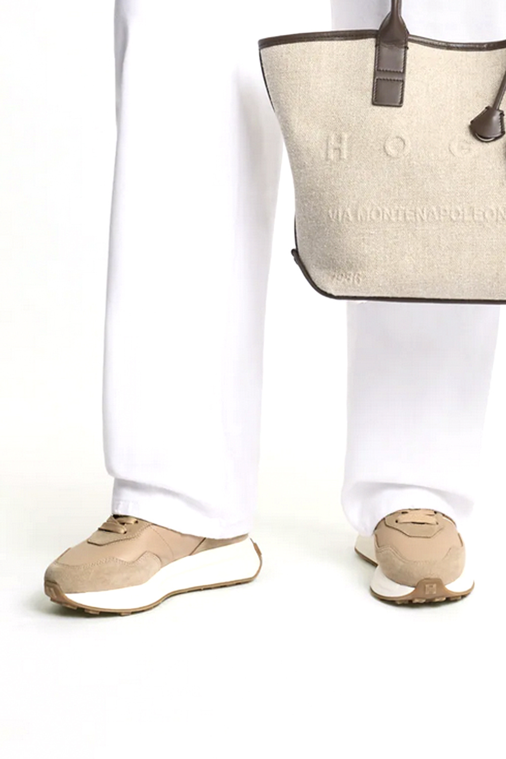 HOGAN Hogan H6410 sneaker met logo BEIGE / BRUIN