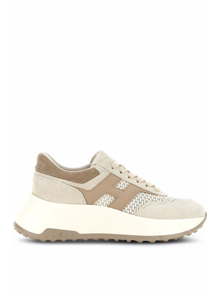 HOGAN Hogan Hi-Fi sneaker met glitter logo patch BEIGE