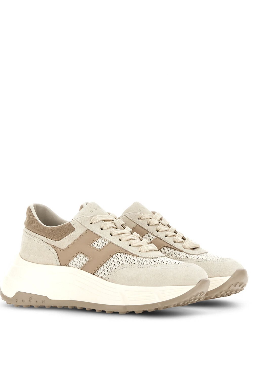 HOGAN Hogan Hi-Fi trainers with glitter logo patch BEIGE
