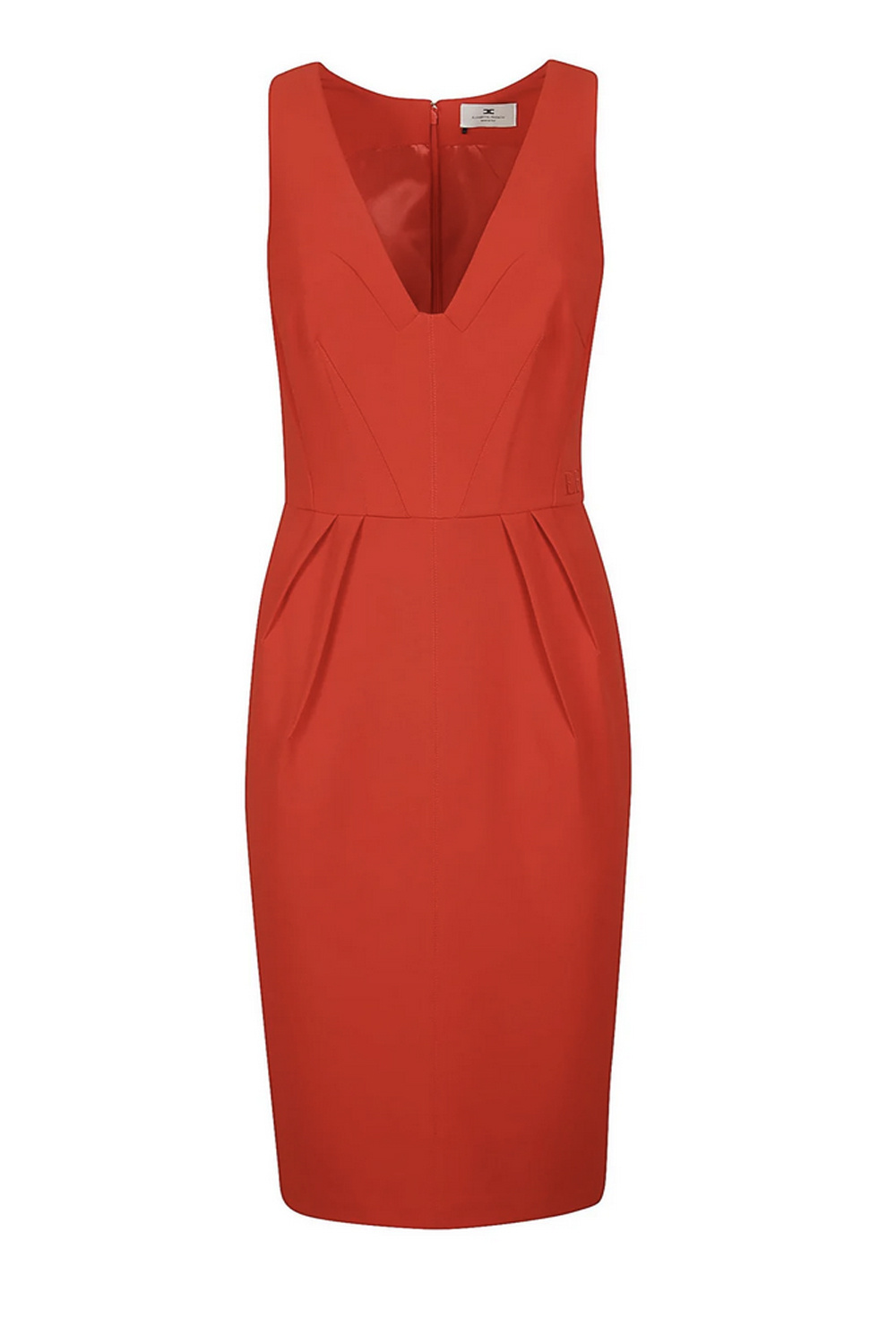 ELISABETTA FRANCHI Elisabetta Franchi v hals jurk zonder mouwen met logo geborduurd Lacca ROOD