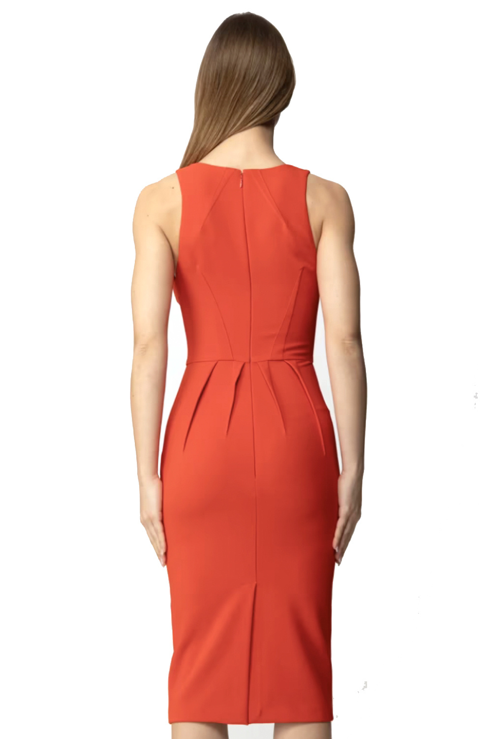 ELISABETTA FRANCHI Elisabetta Franchi v hals jurk zonder mouwen met logo geborduurd Lacca ROOD