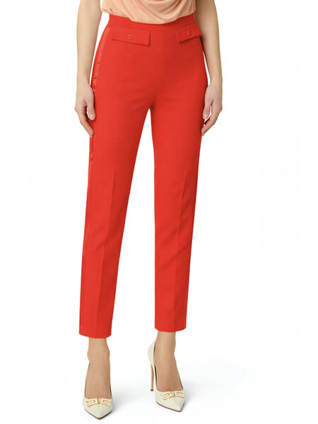 ELISABETTA FRANCHI Elisabetta Franchi Pantalon met knopen op zakken Lacca ROOD