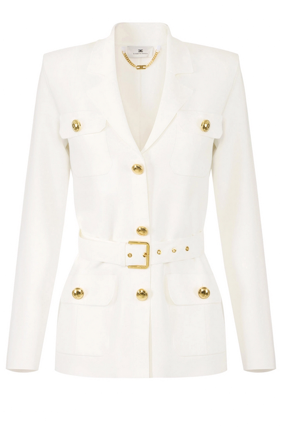 ELISABETTA FRANCHI Elisabetta Franchi Blazer with gold details and belt WHITE