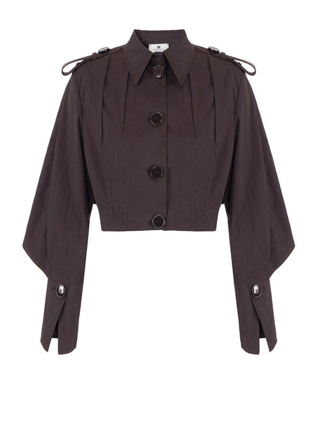 ELISABETTA FRANCHI Elisabetta Franchi cropped trench coat with large buttons, Dark Chocolate / BROWN