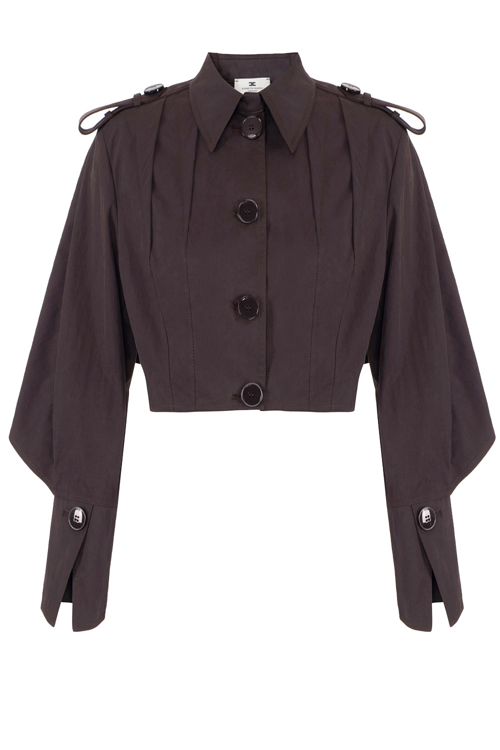 ELISABETTA FRANCHI Elisabetta Franchi cropped trench coat with large buttons, Dark Chocolate / BROWN