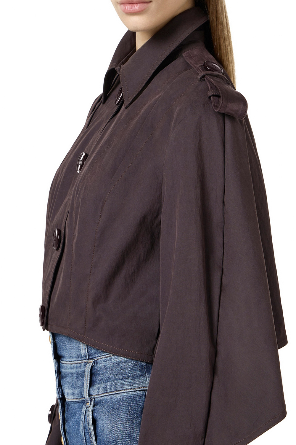 ELISABETTA FRANCHI Elisabetta Franchi cropped trench coat with large buttons, Dark Chocolate / BROWN