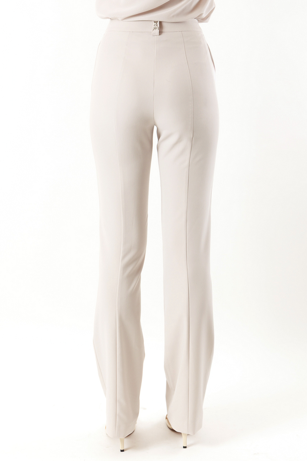 PATRIZIA PEPE Patrizia Pepe Straight-leg trousers with silver logo on the back, cloud grey / GREY BEIGE