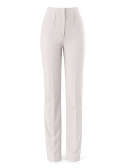 PATRIZIA PEPE Patrizia Pepe Pantalon rechte pijp met zilver logo op achterzijde cloud gray / GRIJS BEIGE