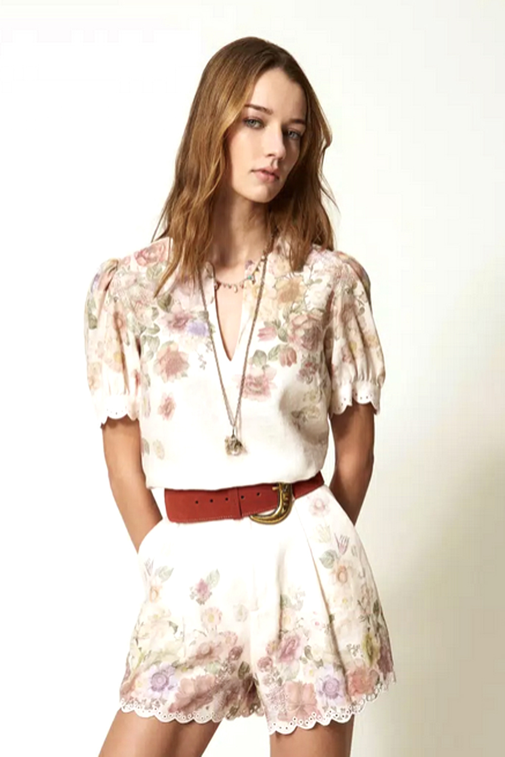 TWINSET Twinset shorts met ceintuur BLOEM PRINT