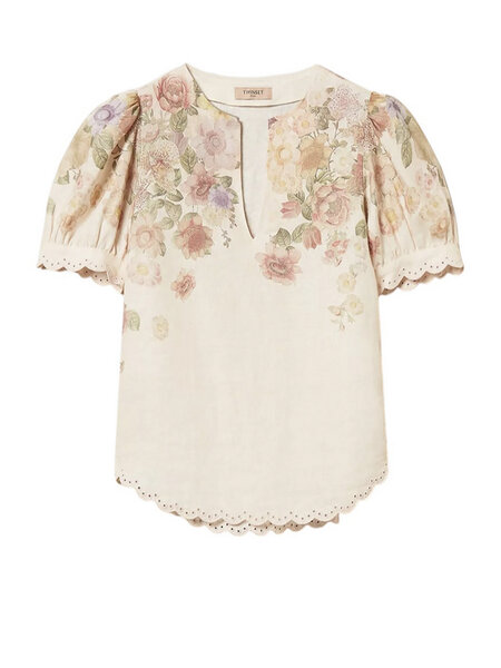 TWINSET Twinset blouse met gepofte mouwen BLOEMEN PRINT