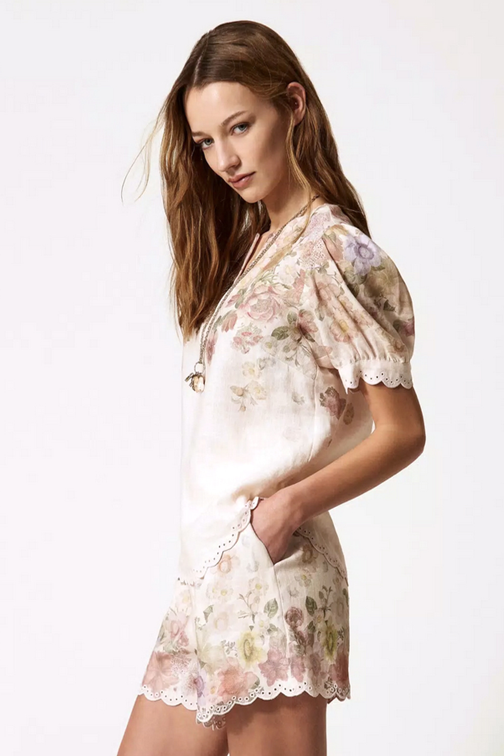 TWINSET Twinset blouse met gepofte mouwen BLOEMEN PRINT