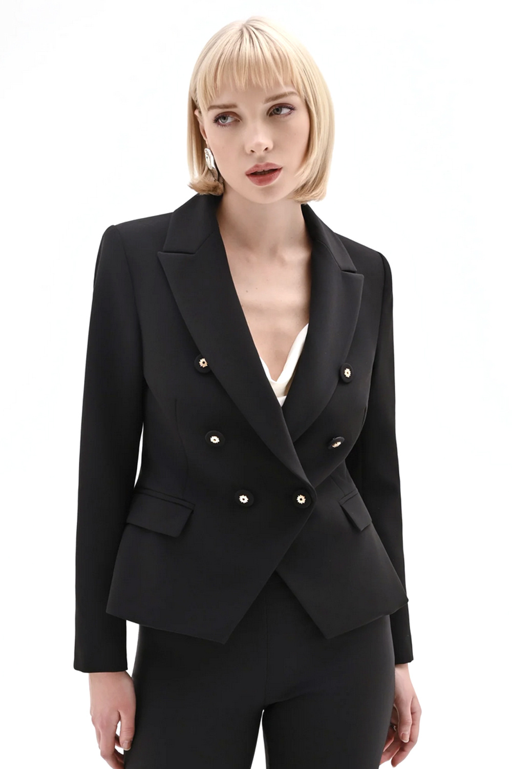 RINASCIMENTO Rinascimento colbert / blazer met gouden knopen ZWART