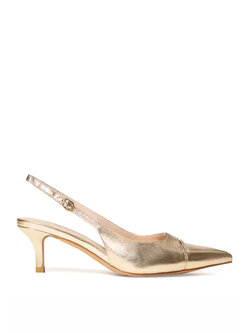 TWINSET Twinset Slingback met klein hakje en logo op voorzijde GOUD
