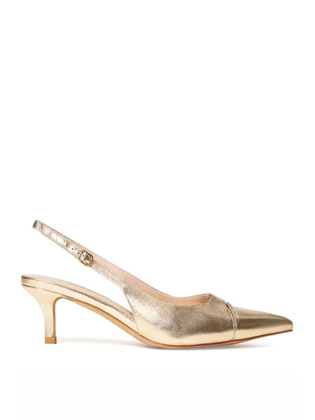 TWINSET Twinset Slingback met klein hakje en logo op voorzijde GOUD