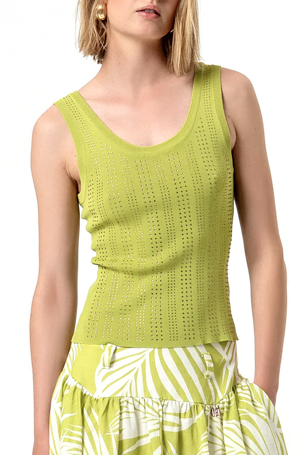 Fracomina Top with gold stones all over olive / GREEN