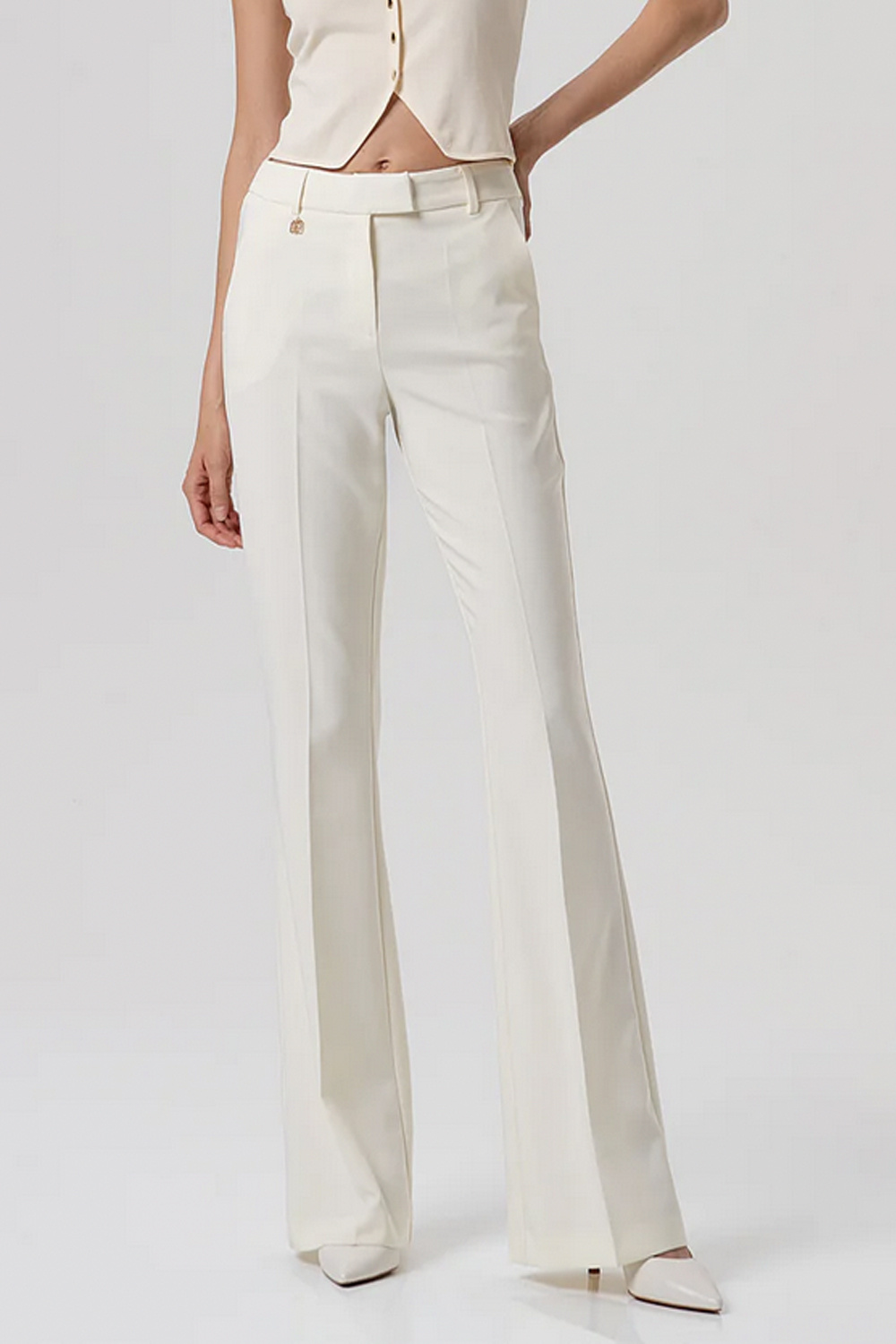 Fracomina Straight-leg pants with gold detail BUTTER