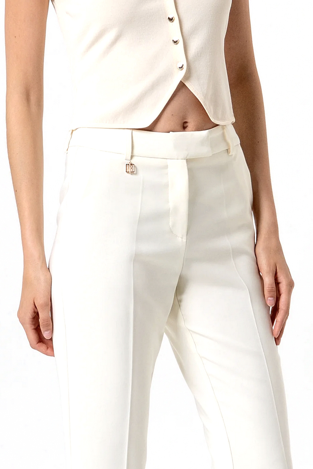 Fracomina Straight-leg pants with gold detail BUTTER