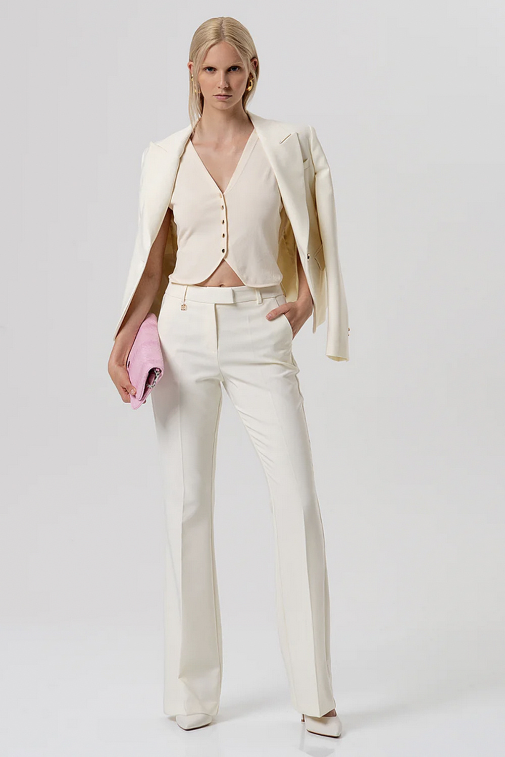 Fracomina Straight-leg pants with gold detail BUTTER