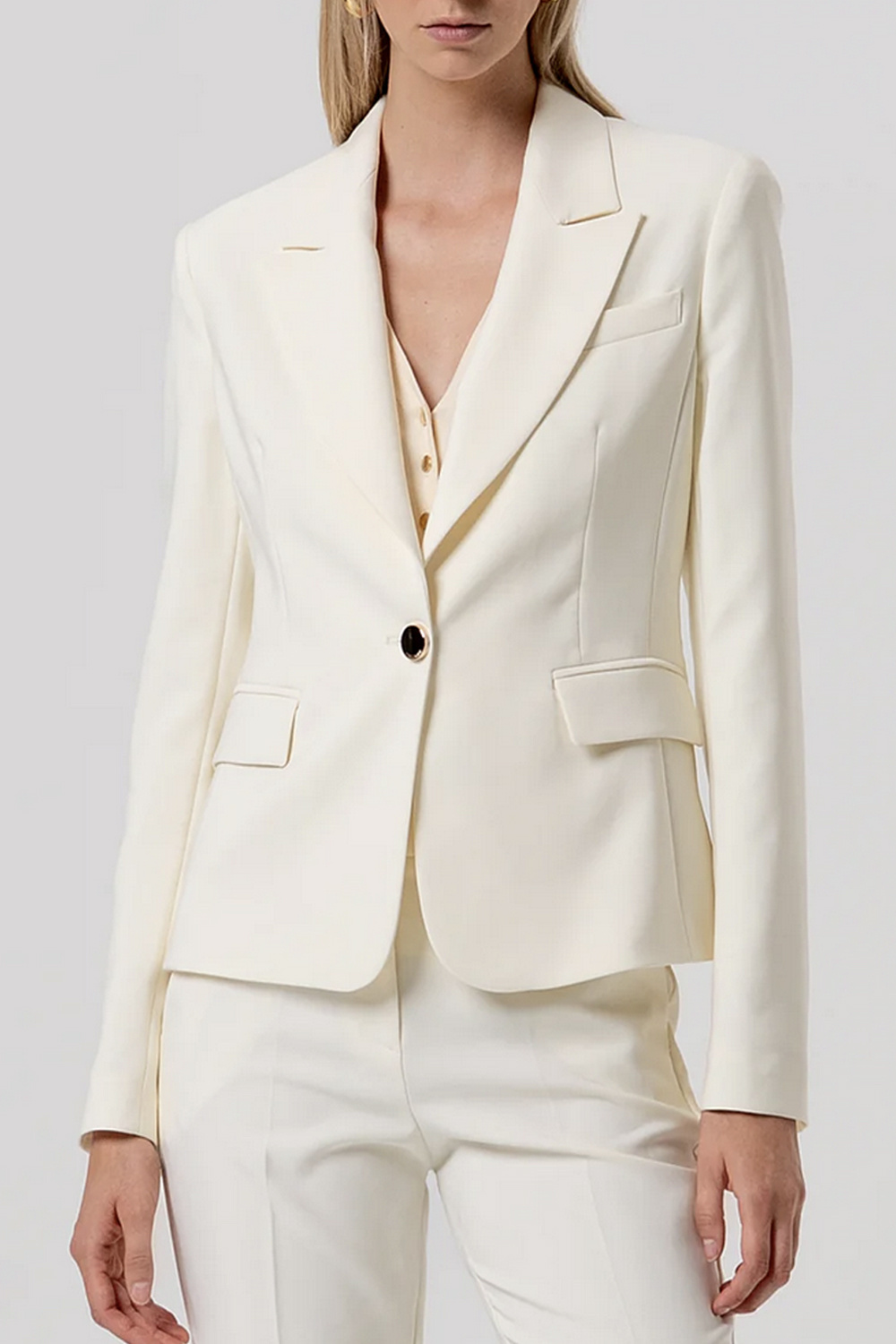 Fracomina Tailored blazer jacket with button BUTTER