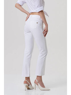 Fracomina Cropped jeans with gold button WHITE