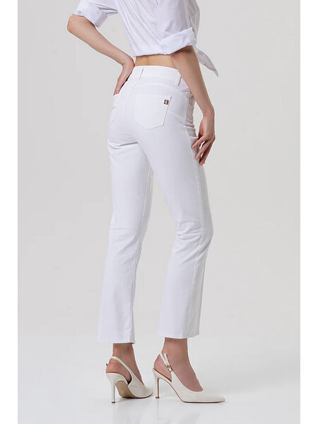 Fracomina Cropped jeans with gold button WHITE
