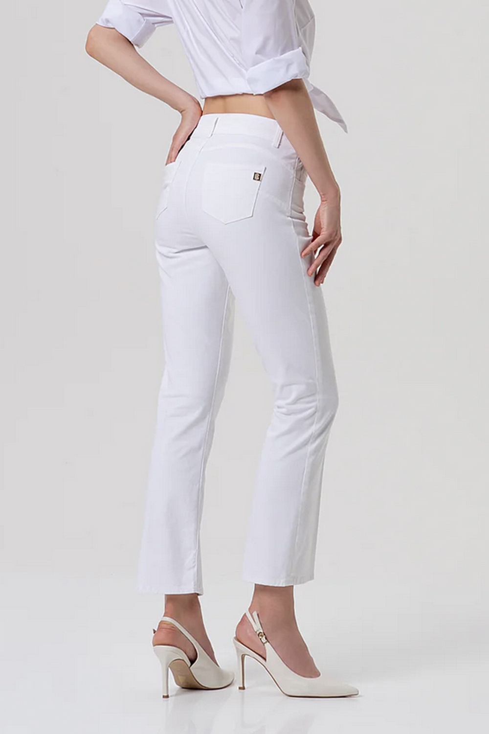 Fracomina Cropped jeans with gold button WHITE