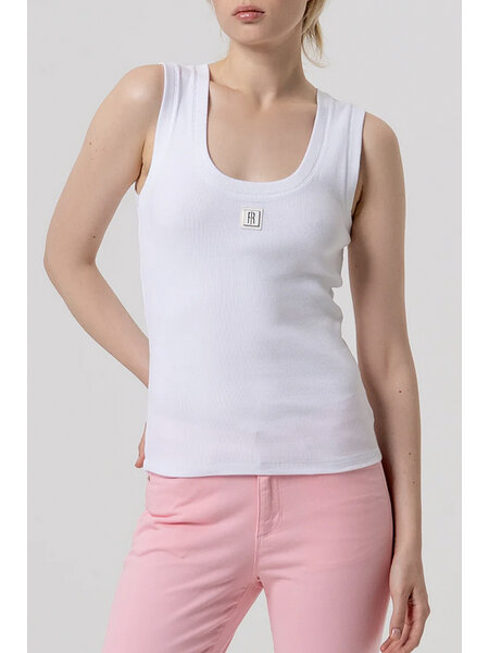 Fracomina Tanktop met logo op voorzijde WIT