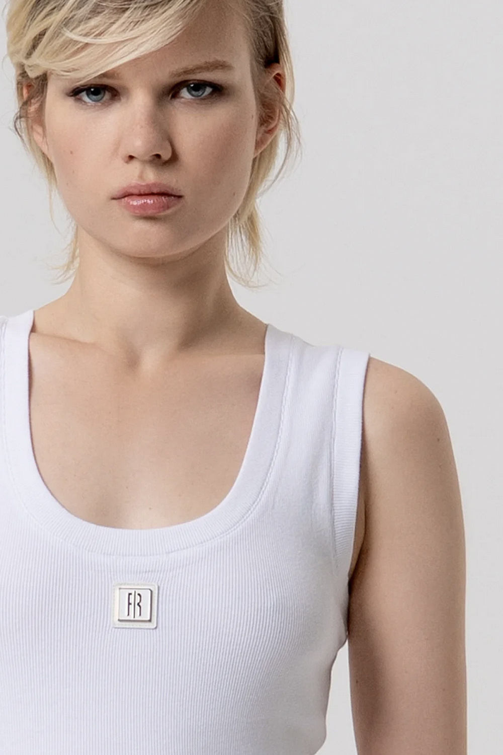 Fracomina Tank top with logo on front WHITE
