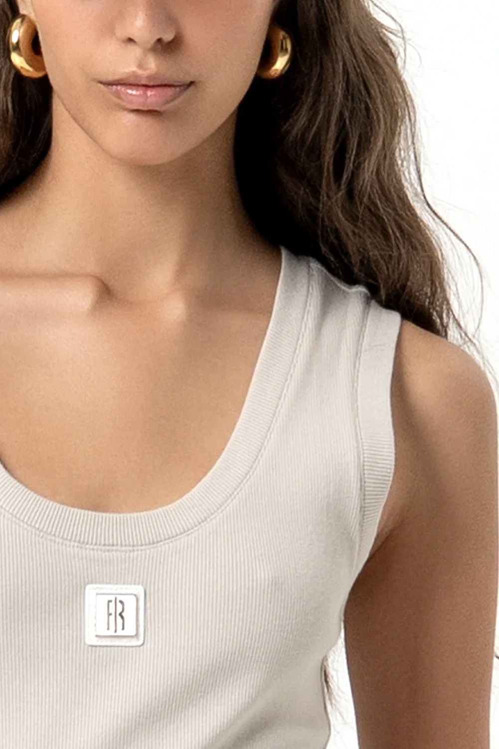Fracomina Tank top with logo on the front BEIGE
