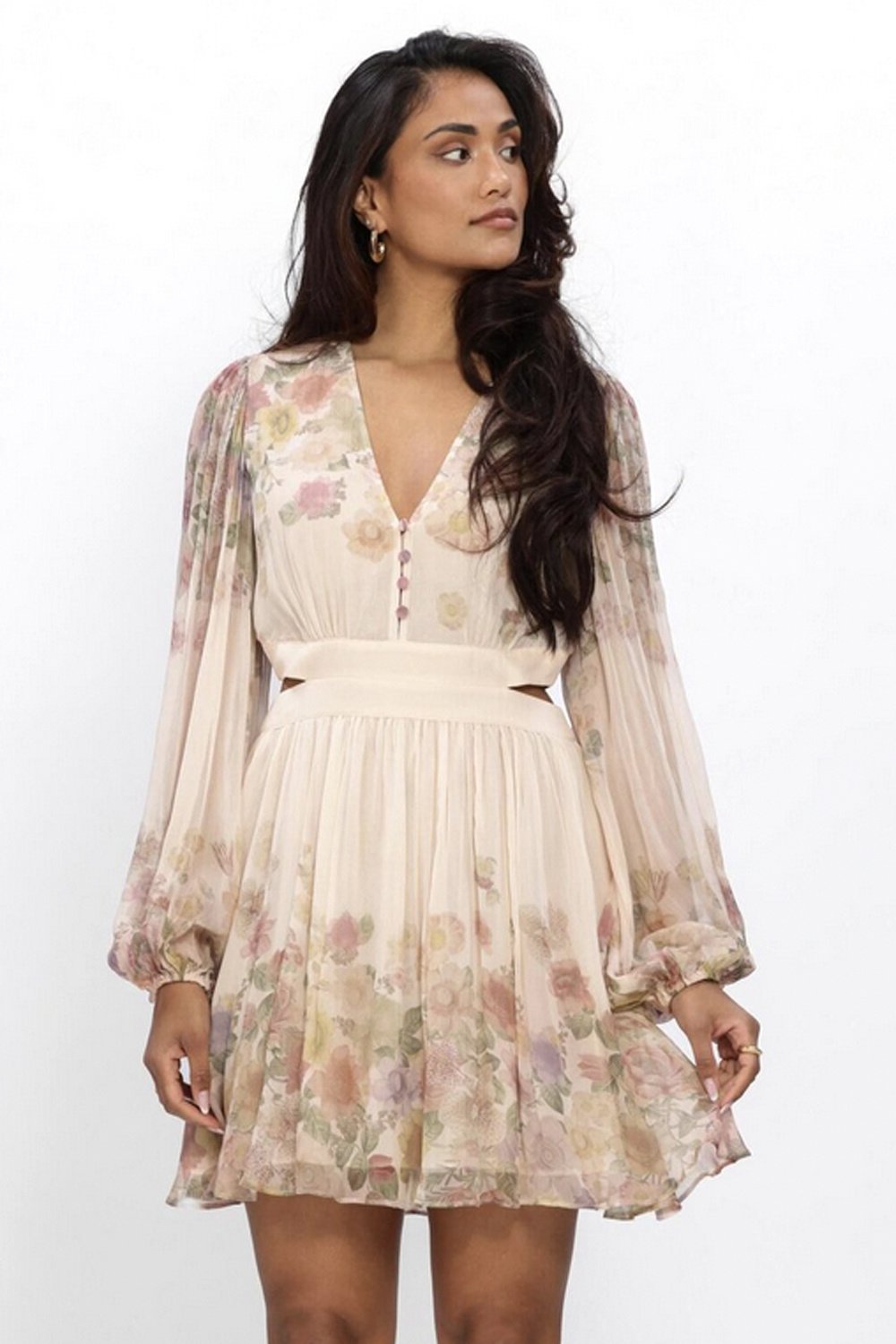 TWINSET Twinset jurk met lange mouwen en v hals BLOEMEN PRINT