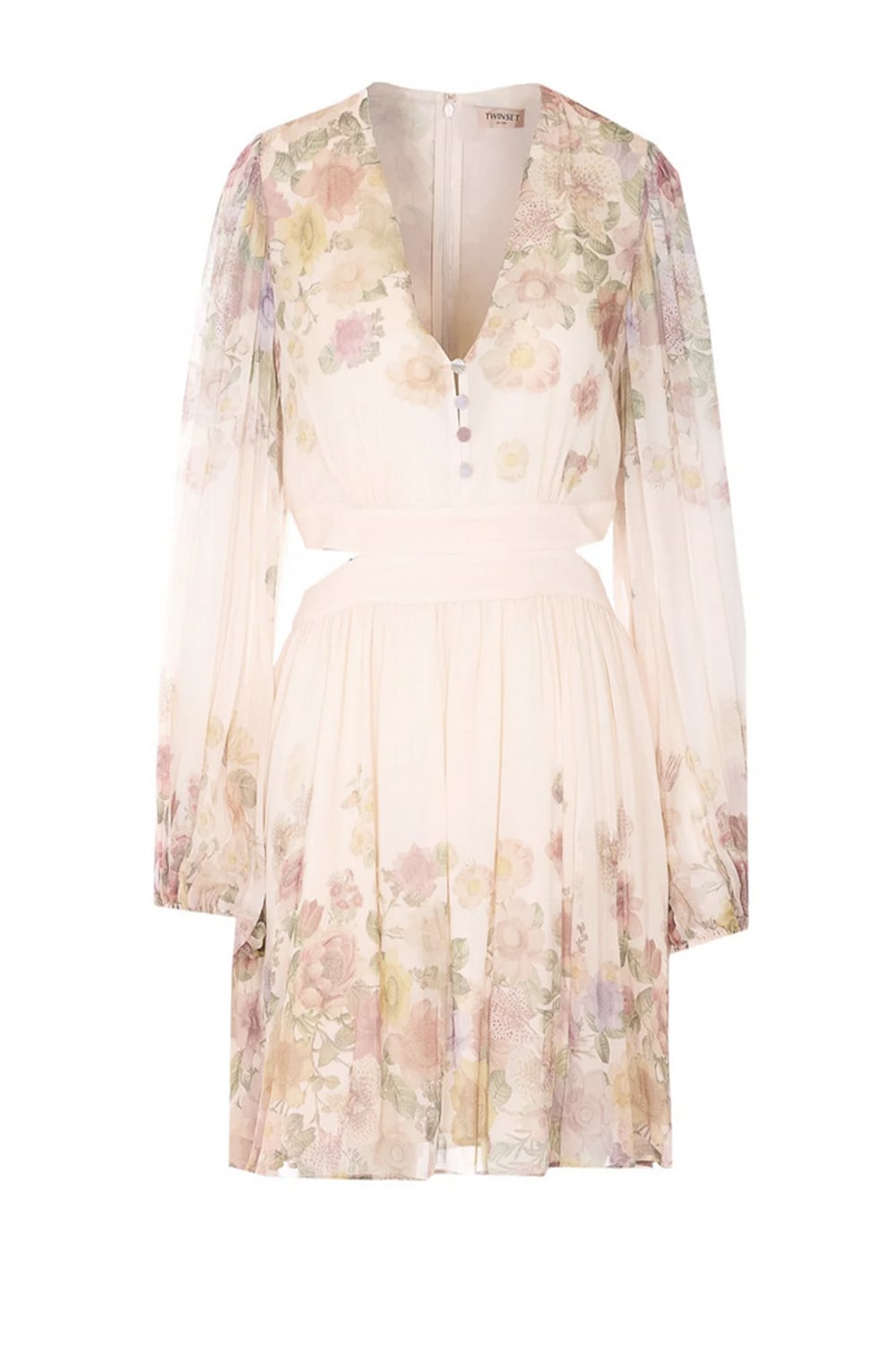 TWINSET Twinset jurk met lange mouwen en v hals BLOEMEN PRINT