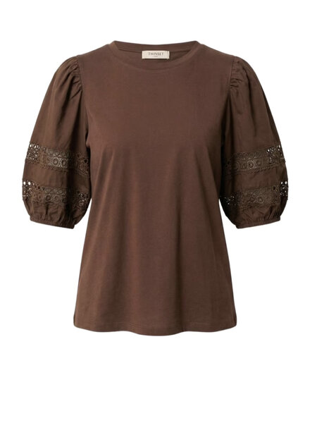TWINSET Twin-set top with puff sleeves – BROWN