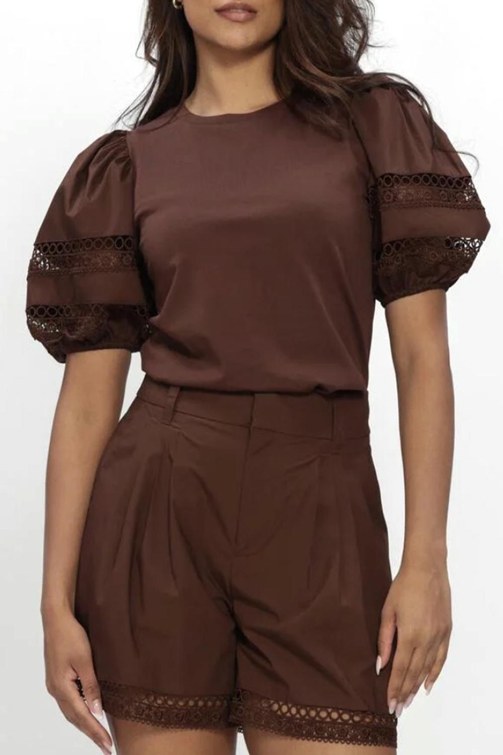 TWINSET Twinset shirt met pof mouwen BRUIN